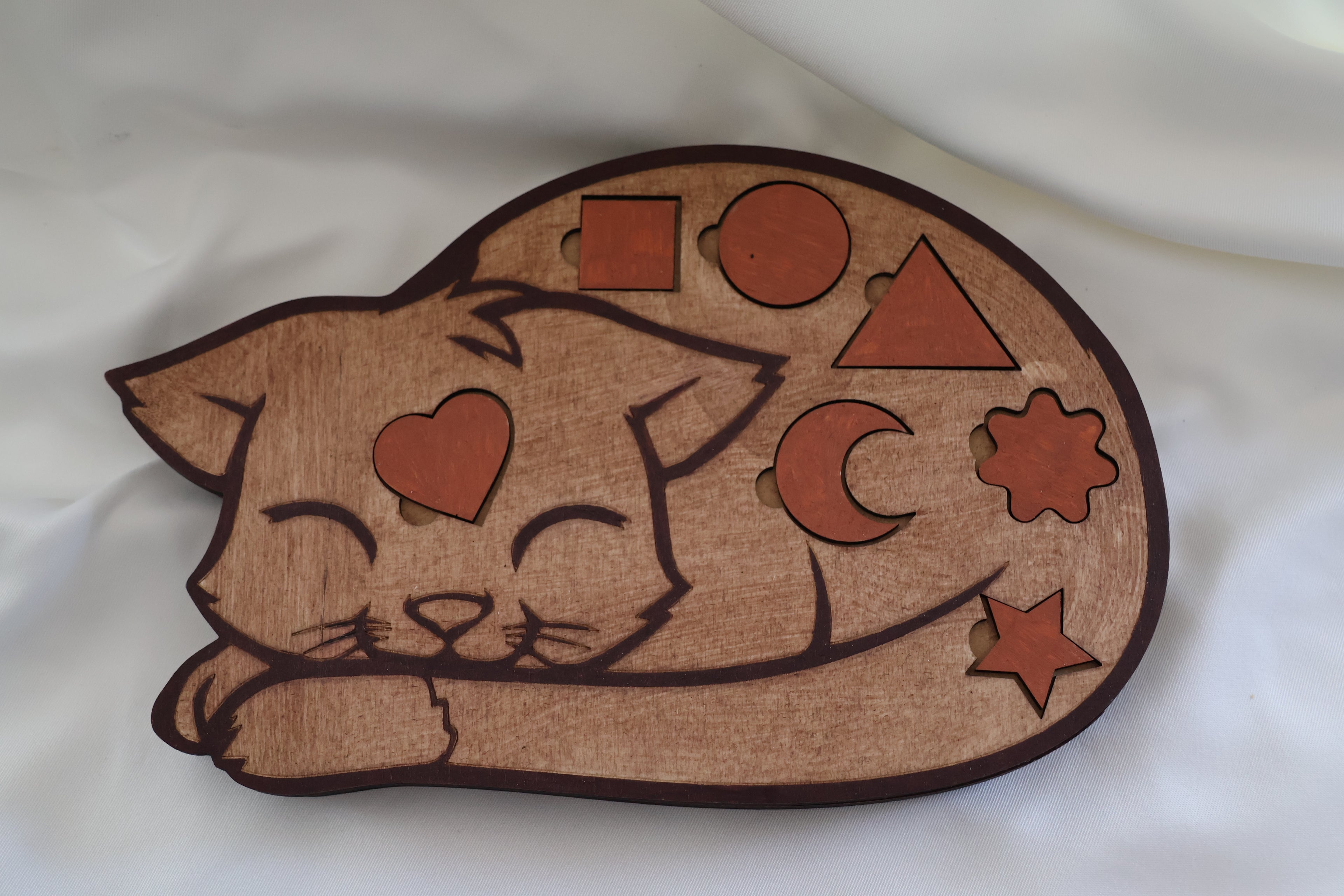 Puzzle bois - Chat et formes