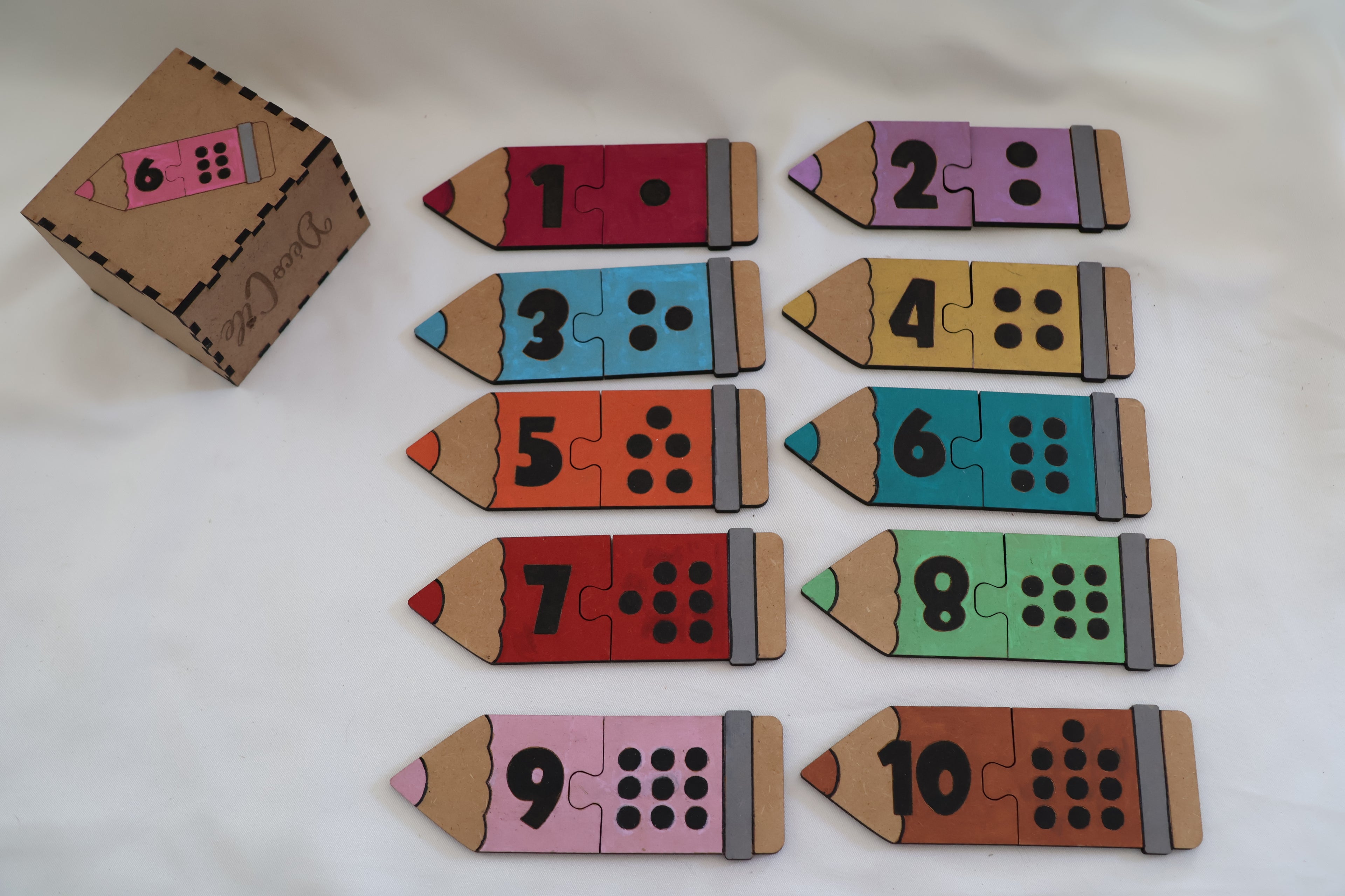 Puzzle bois - Crayons et chiffres