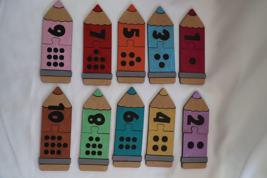 Puzzle bois - Crayons et chiffres